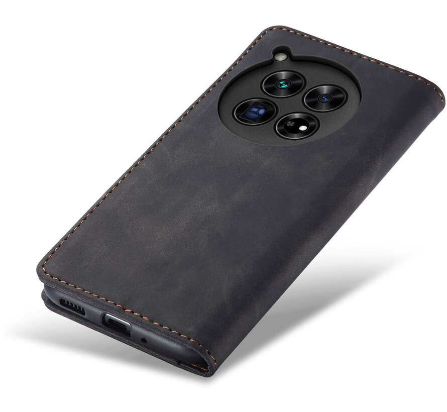 OnePlus 12 Wallet Case Vintage Leather Black