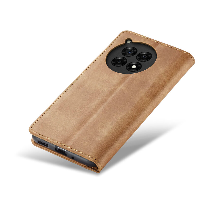 OnePlus 12R Wallet Hoesje Vintage Leder Beige