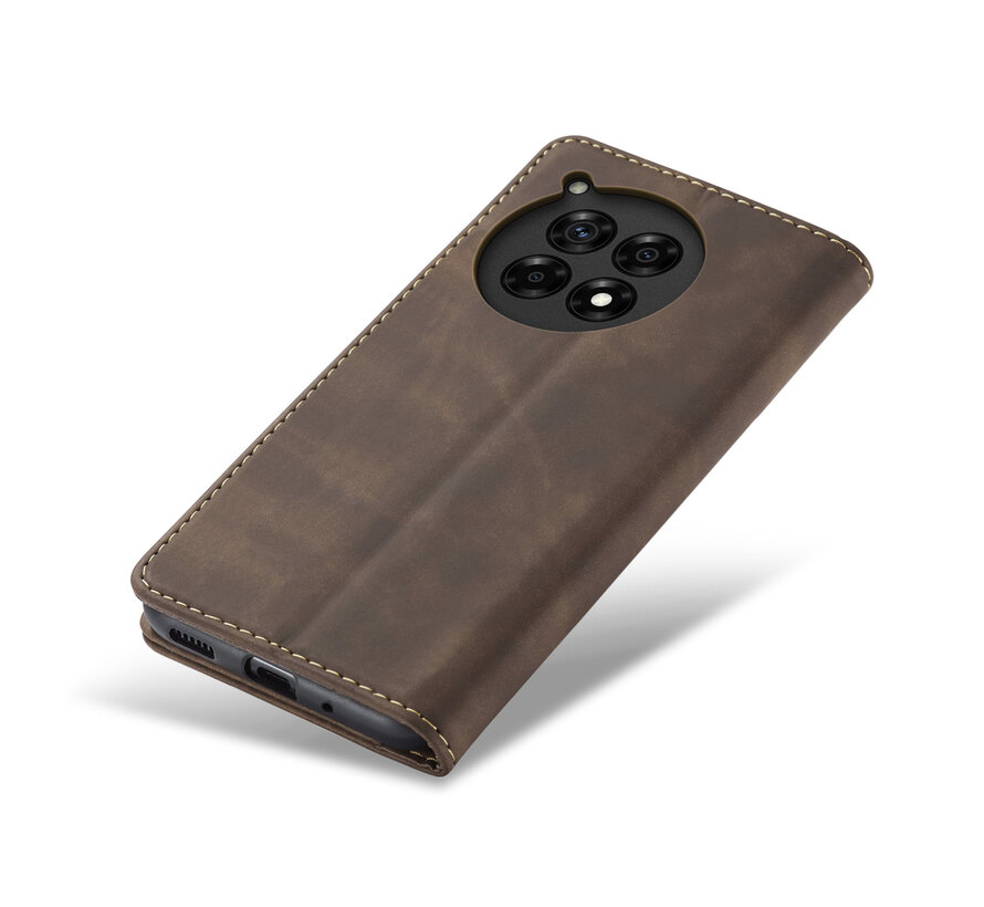 OnePlus 12R Wallet Case Vintage Leather Brown