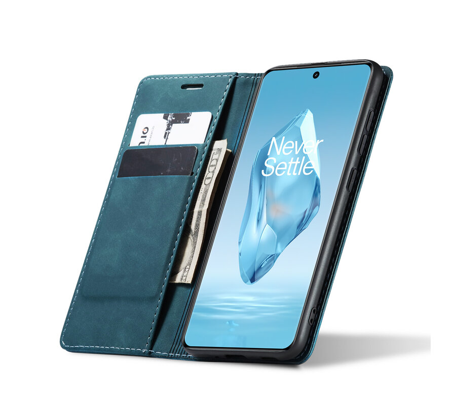 OnePlus 12R Wallet Case Vintage Leather Blue