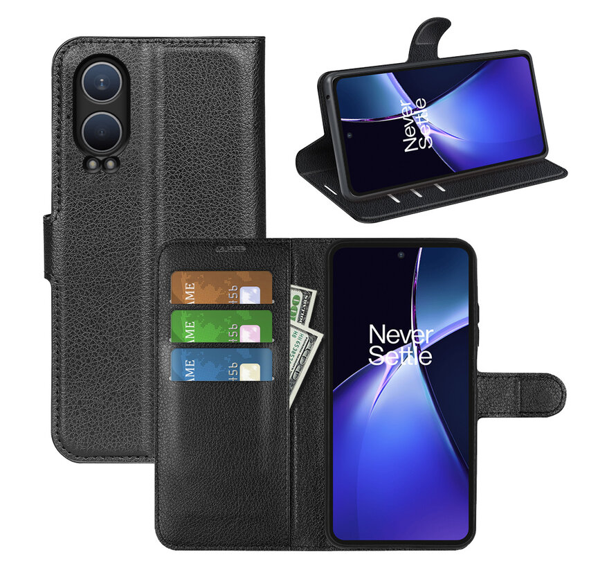 OnePlus Nord CE 4 Lite Wallet Flip Case Schwarz