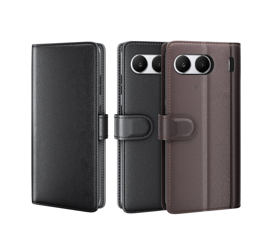 OnePlus Nord 4 Wallet Case Echtleder Schwarz