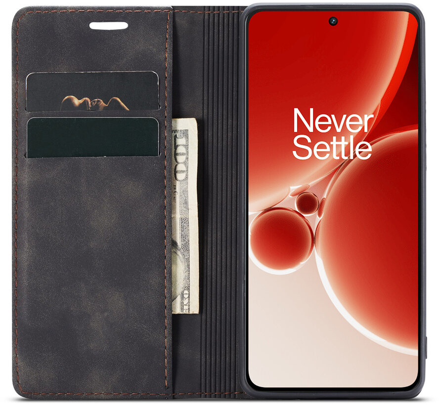 OnePlus Nord 4 Wallet Hoesje Vintage Leder Zwart