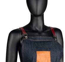 Denim Wax Schort met kunstleer | Beschermende kleding