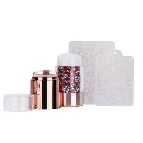 Beauty Box Cosmetics Dubbele siliconen nagelstempel met kristallen