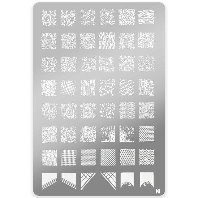 Stempelplaat met Patronen N | Nailart | Maat L