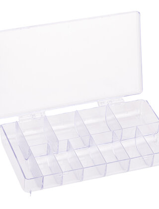 NAILSTYLING BOX VOORORGANIZERNAGELTIPS OF DECORATIES, 11 DOORZICHTIGE VAKKEN