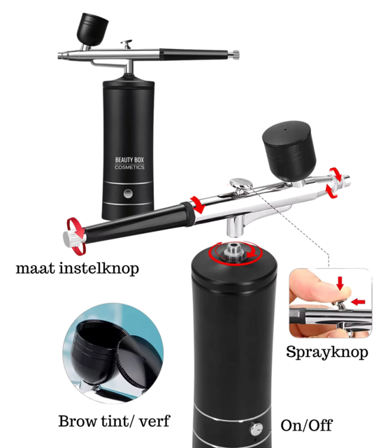 Airbrush Set voor Make-up, Wenkbrauwen & Nagels – Professional Results