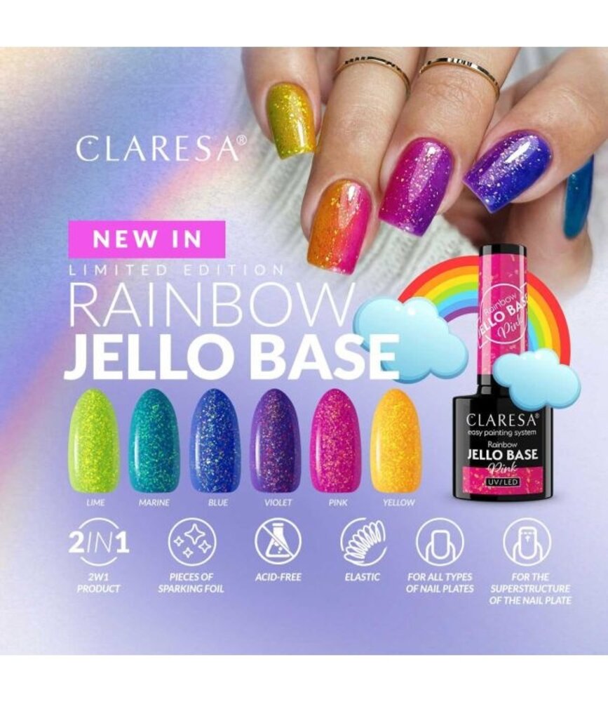CLARESA  Gel Polish Claresa Rainbow Jello Base Coat YELLOW 5ml