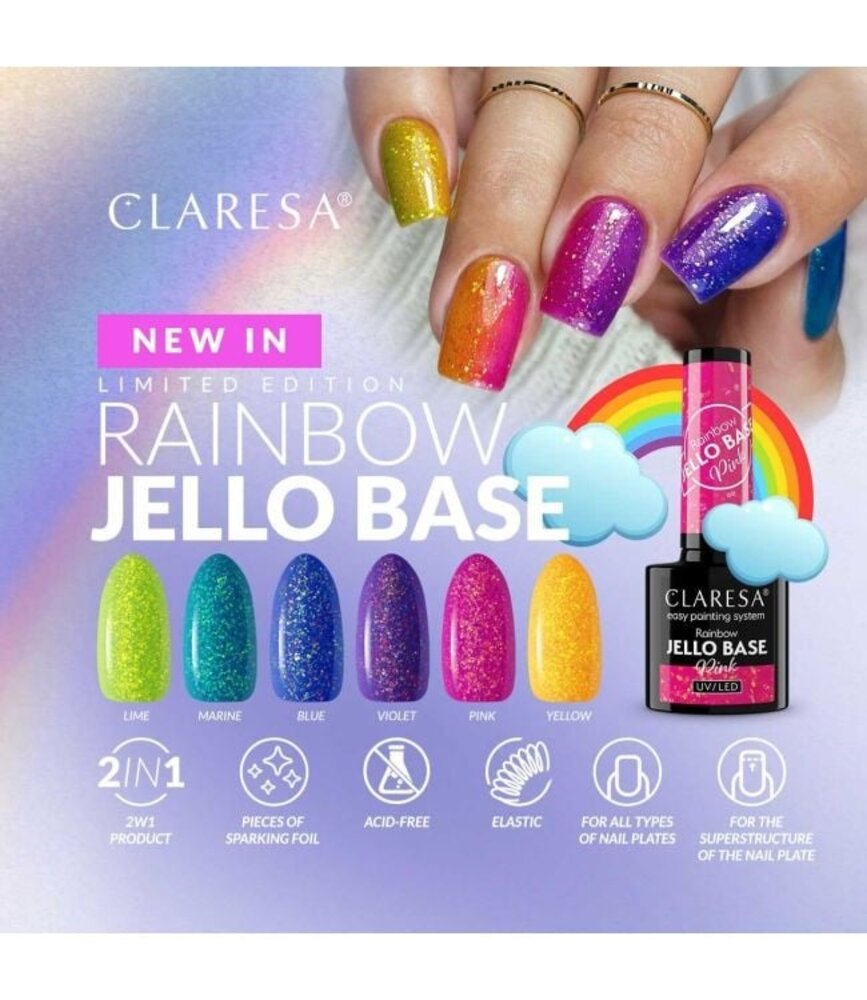 CLARESA  Gel Polish Claresa Rainbow Jello Base Coat VIOLET 5ml CLARESA  Gel Polish Claresa Rainbow Jello Base Coat VIOLET 5ml
