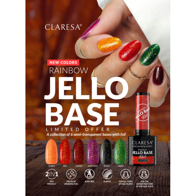 Gel Polish Claresa Rainbow Jello Base Coat RED