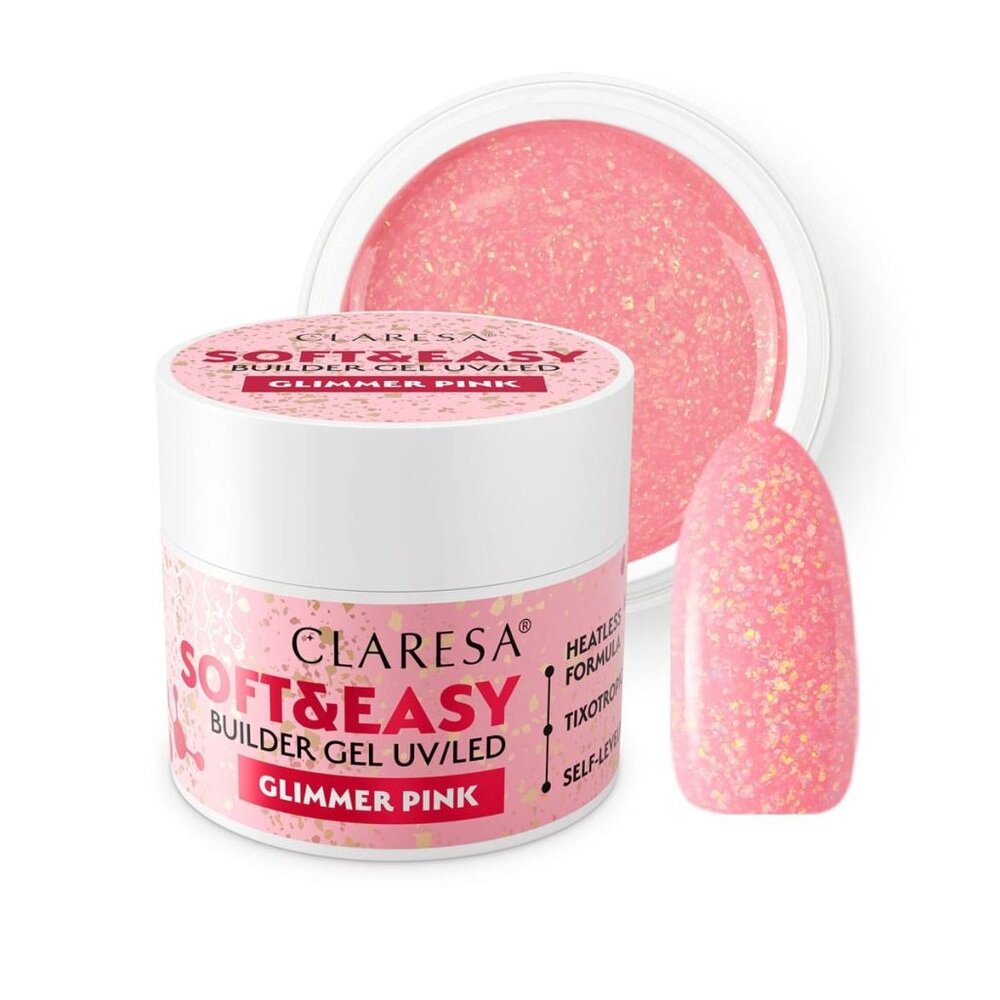 CLARESA Claresa Soft & Easy Buildergel UV/LED |GLIMMER PINK I 12 gr. CLARESA Claresa Soft & Easy Buildergel UV/LED |GLIMMER PINK I 12 gr.