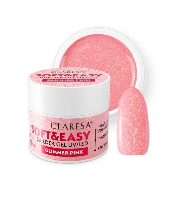 SOFT & EASY BUILDERGEL  UV/LED, GLIMMER PINK I 12 GR.