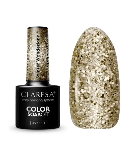 CLARESA Winter Wonderland 5 – Gouden Glitter Gellak 5 g