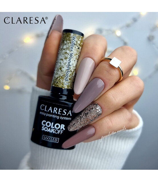 CLARESA Winter Wonderland 5 – Gouden Glitter Gellak 5 g