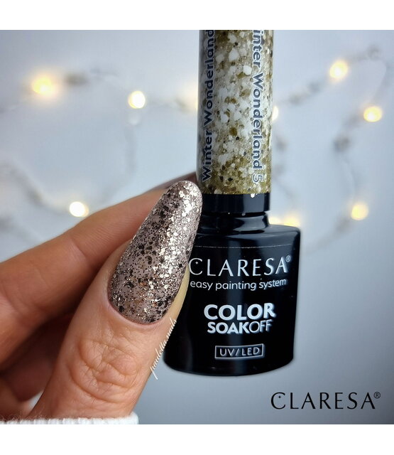 CLARESA Winter Wonderland 5 – Gouden Glitter Gellak 5 g