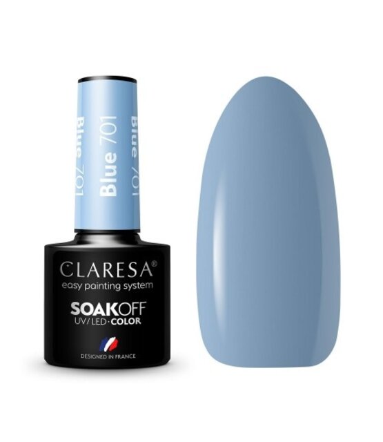 CLARESA Blue 701 Gel Polish – poederblauwe pastel gellak met zachte uitstraling