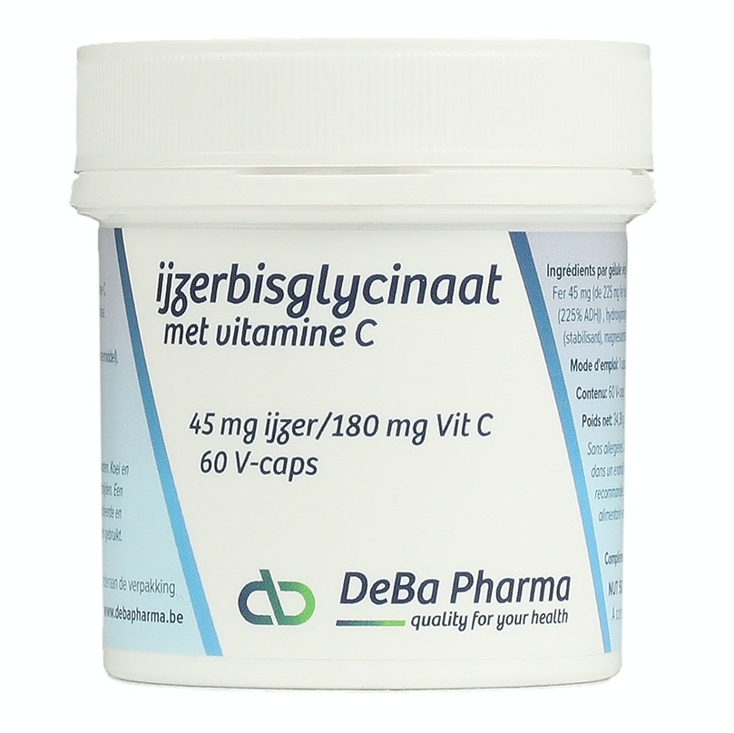 DEBA PHARMA HEALTH PRODUCTS IJZERBISGLYCINAAT MET VITAMINE C (60 V-CAPS)