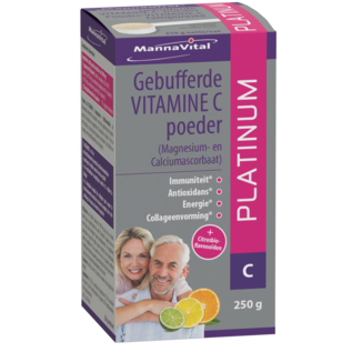 MANNAVITAL NATURAL PRODUCTS GEBUFFERDE VITAMINE C-POEDER + BIOFLAVONOÏDEN PLATINUM (250 G)