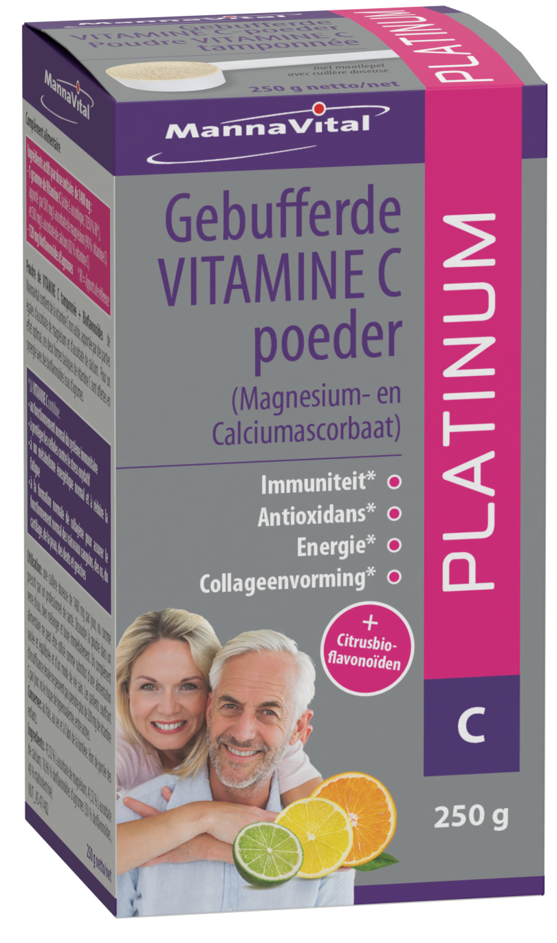 MANNAVITAL NATURAL PRODUCTS GEBUFFERDE VITAMINE C-POEDER + BIOFLAVONOÏDEN PLATINUM (250 G)