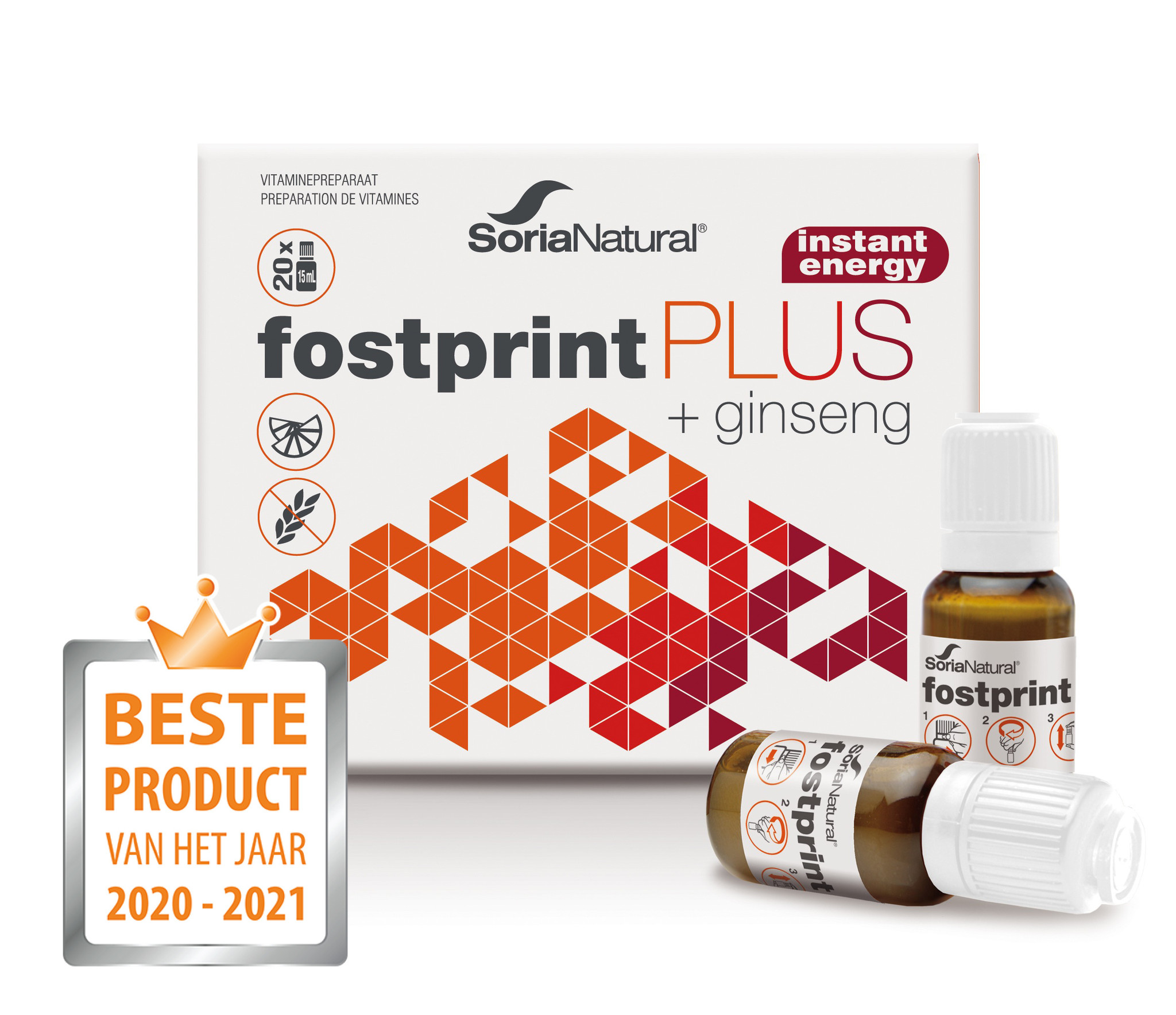 SORIA NATURAL - SORIA BEL FOSTPRINT PLUS + GINSENG - INSTANT ENERGY (20 X 15 ML)