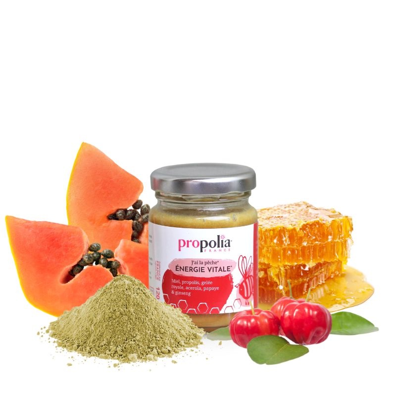 PROPOLIA BEE PRODUCTS VITALE ENERGIE HONING, PROPOLIS, KONINGINNENGELEI, ACEROLA, PAPAJA & GINSENG (120 G)