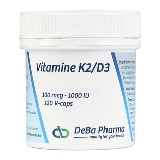 DEBA PHARMA HEALTH PRODUCTS VITAMINE K2 100 MCG + D3 1000 IU (120 V-CAPS)