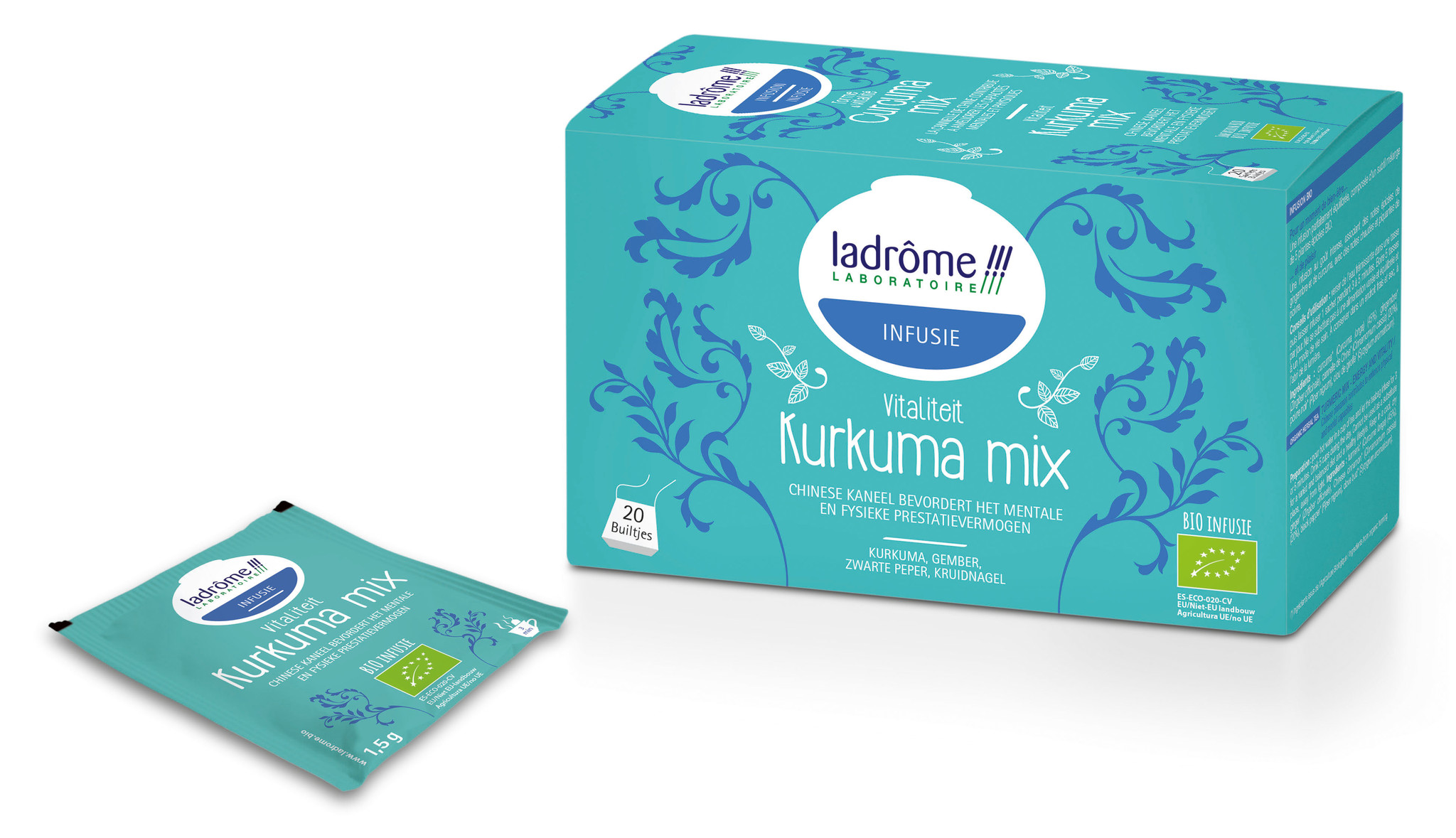 LADRÔME LABORATOIRE KRUIDENINFUSIE KURKUMA MIX VITALITEIT ( 20 BUILTJES)