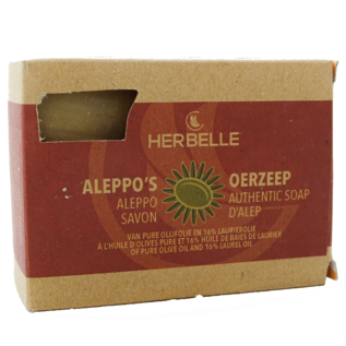 HERBELLE AUTHENTIC SOAP SAVON D'ALEP À L'HUILE D'OLIVES PURE ET 16 % HUILE DE BAIES DE LAURIER (200 G)