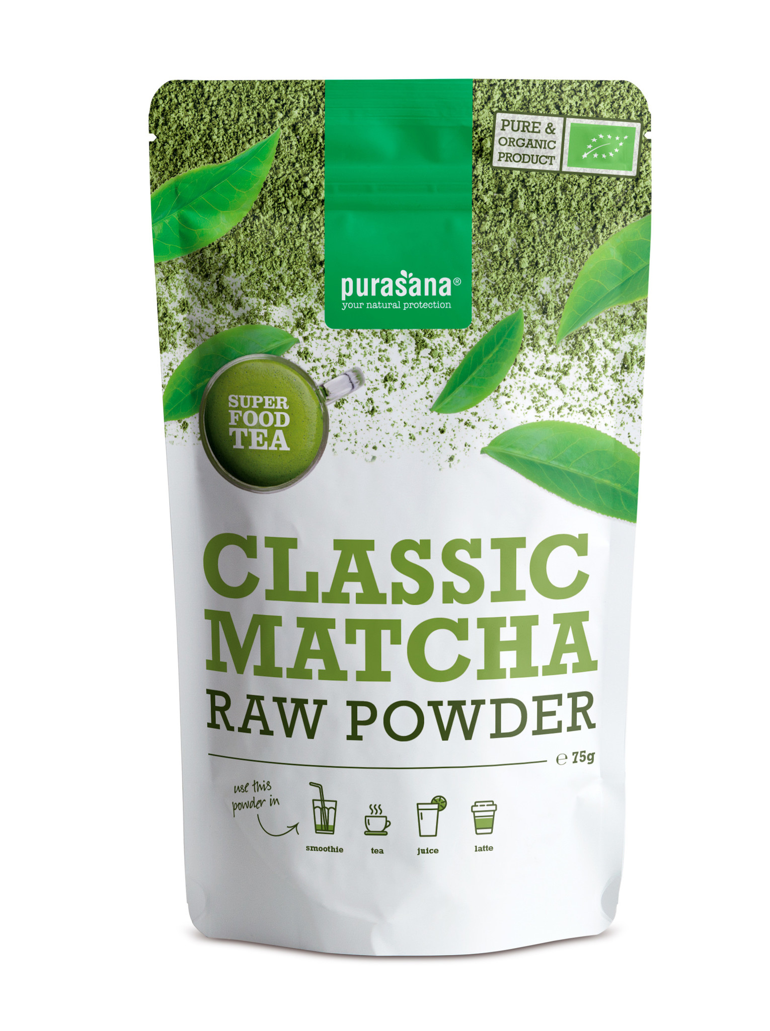PURASANA NATURAL PROTECTION MATCHA CLASSIC RAW POEDER (75 G)