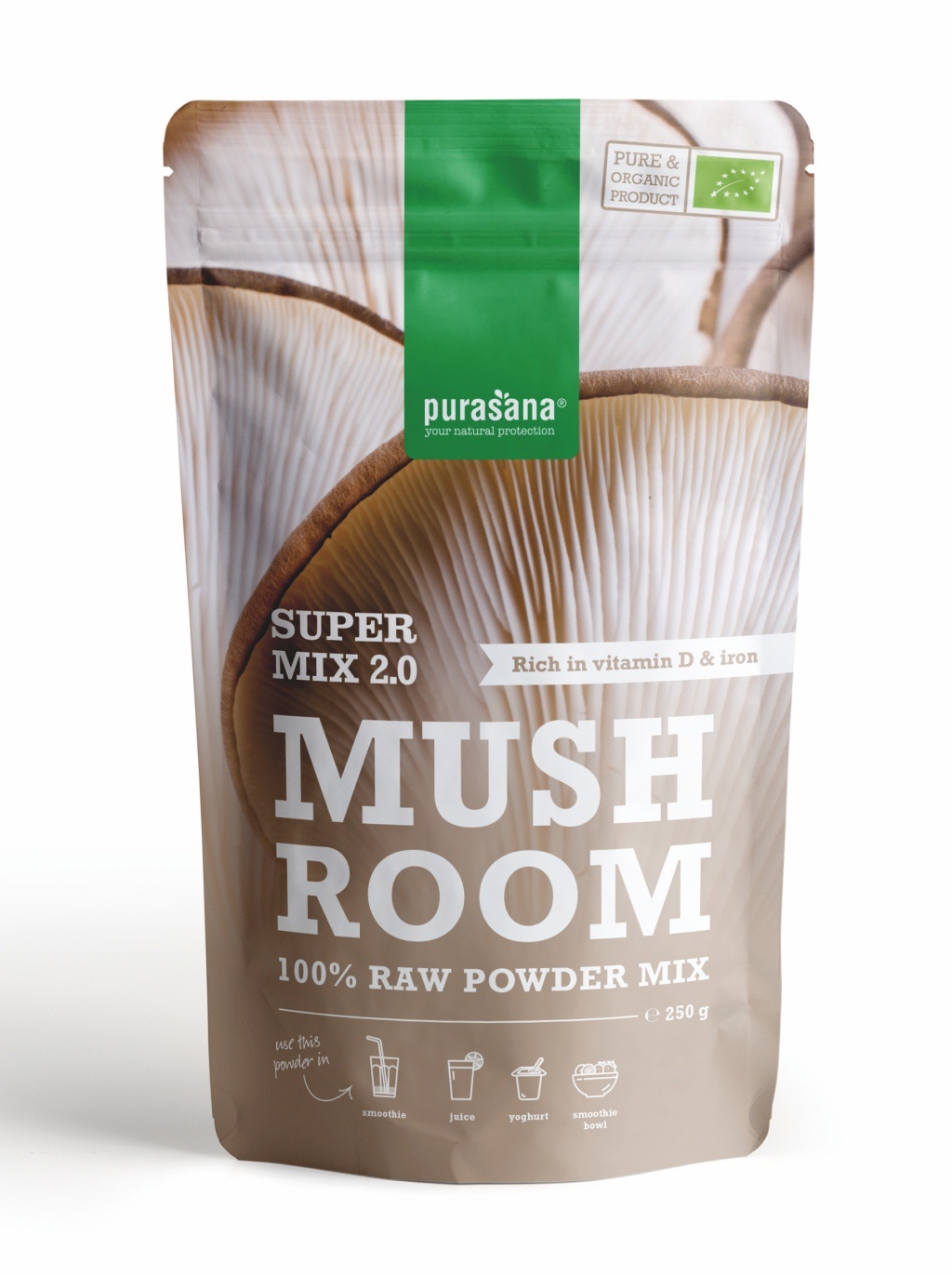 PURASANA NATURAL PROTECTION SUPER MIX 2.0 MUSHROOM 100 % RAW POWDER (250 G)