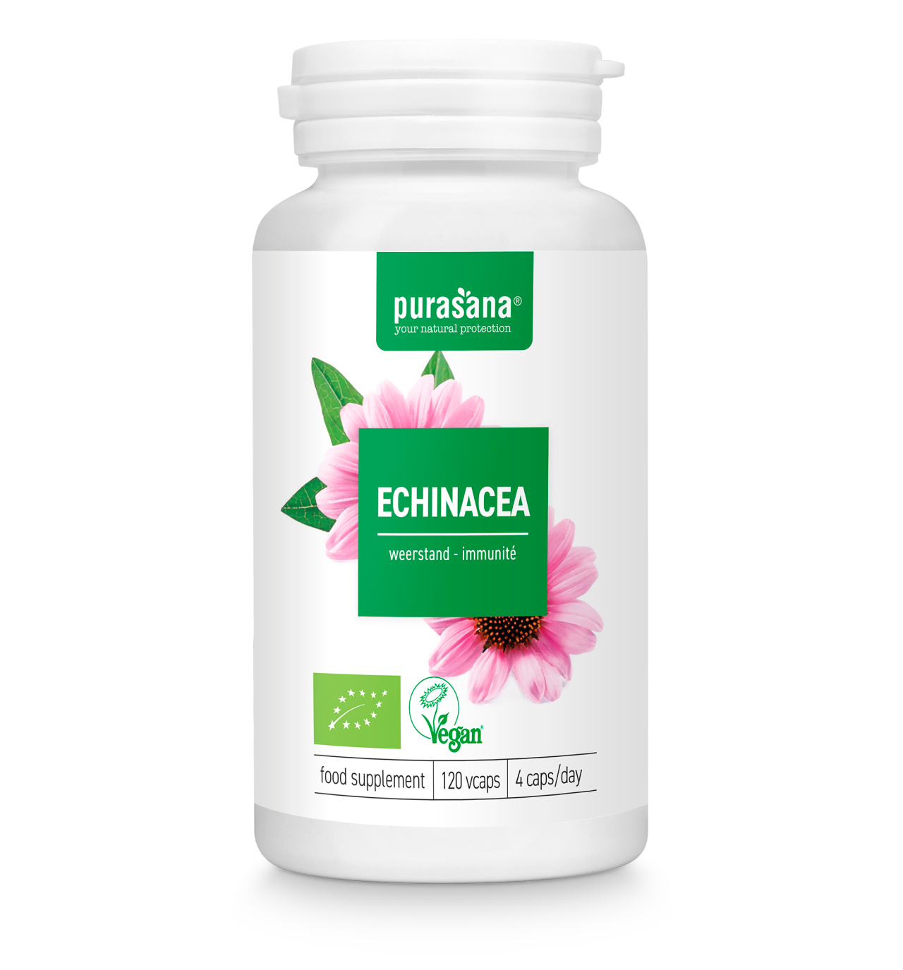 PURASANA NATURAL PROTECTION ECHINACEA PURPUREA BIO - RODE ZONNEHOED 220 MG (120 V-CAPS)