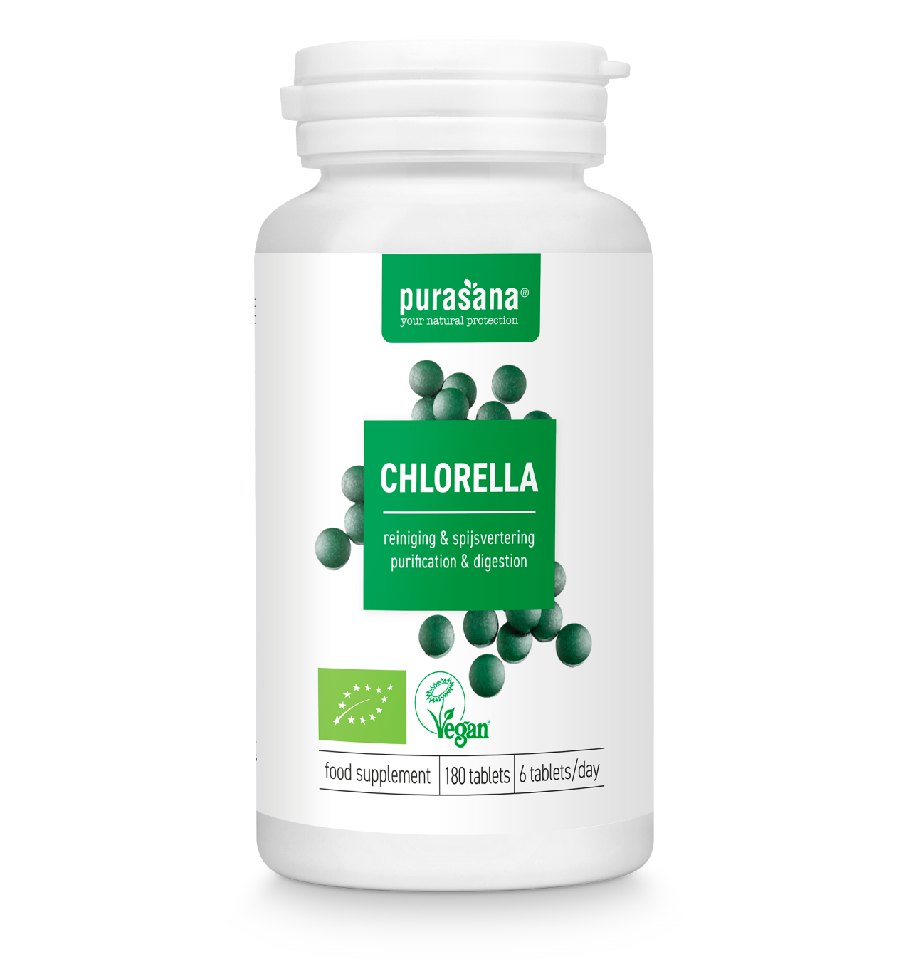 PURASANA NATURAL PROTECTION CHLORELLA BIO (BROKEN CELL WALL) 500 MG (180 TABL)