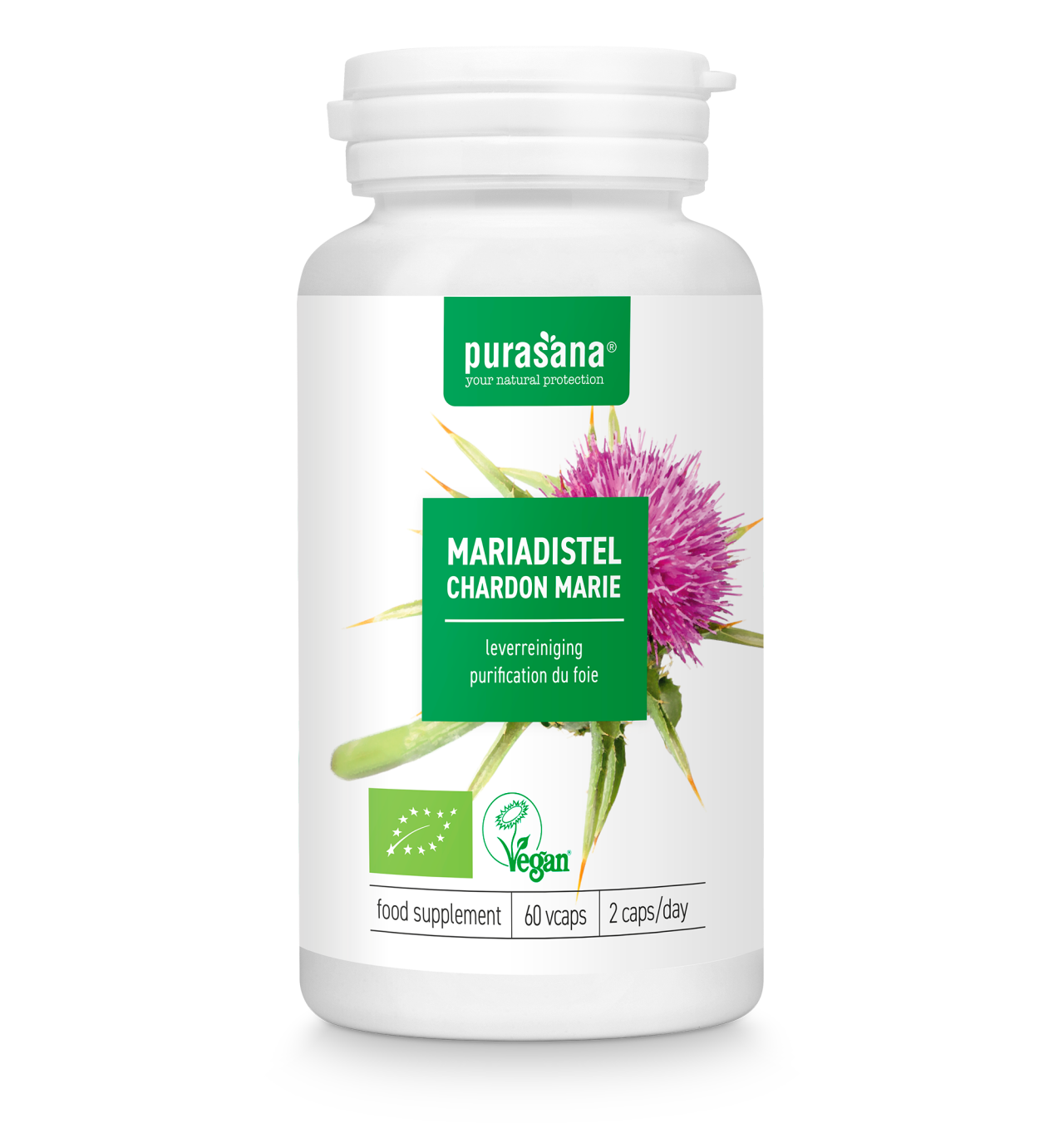 PURASANA NATURAL PROTECTION MARIADISTEL BIO - SILYBUM MARIANUM 60 MG (60 V-CAPS)