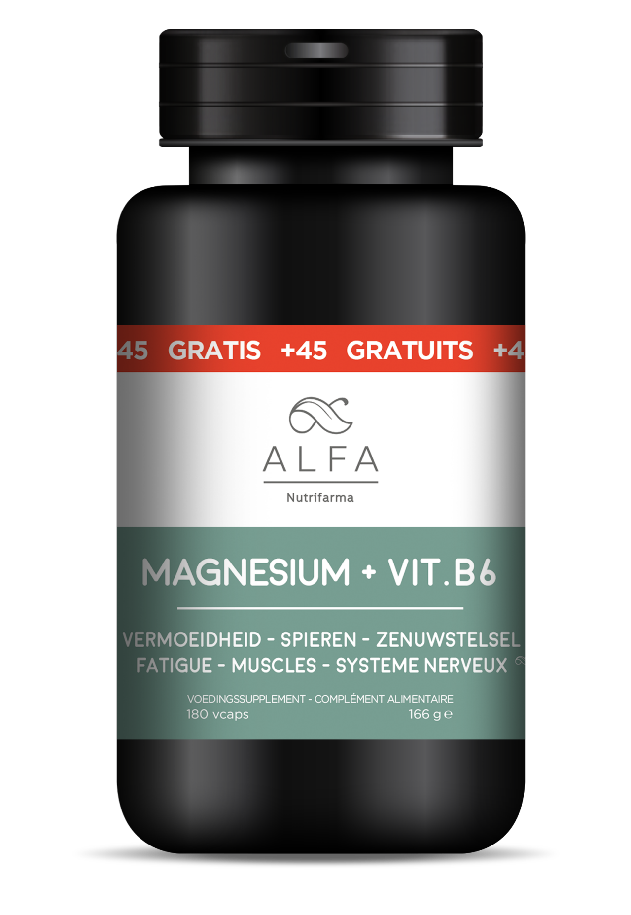 ALFA BY NUTRIFARMA NUTRICEUTICALS ALFA MAGNESIUM + VITAMINE B6 (180 V-CAPS)