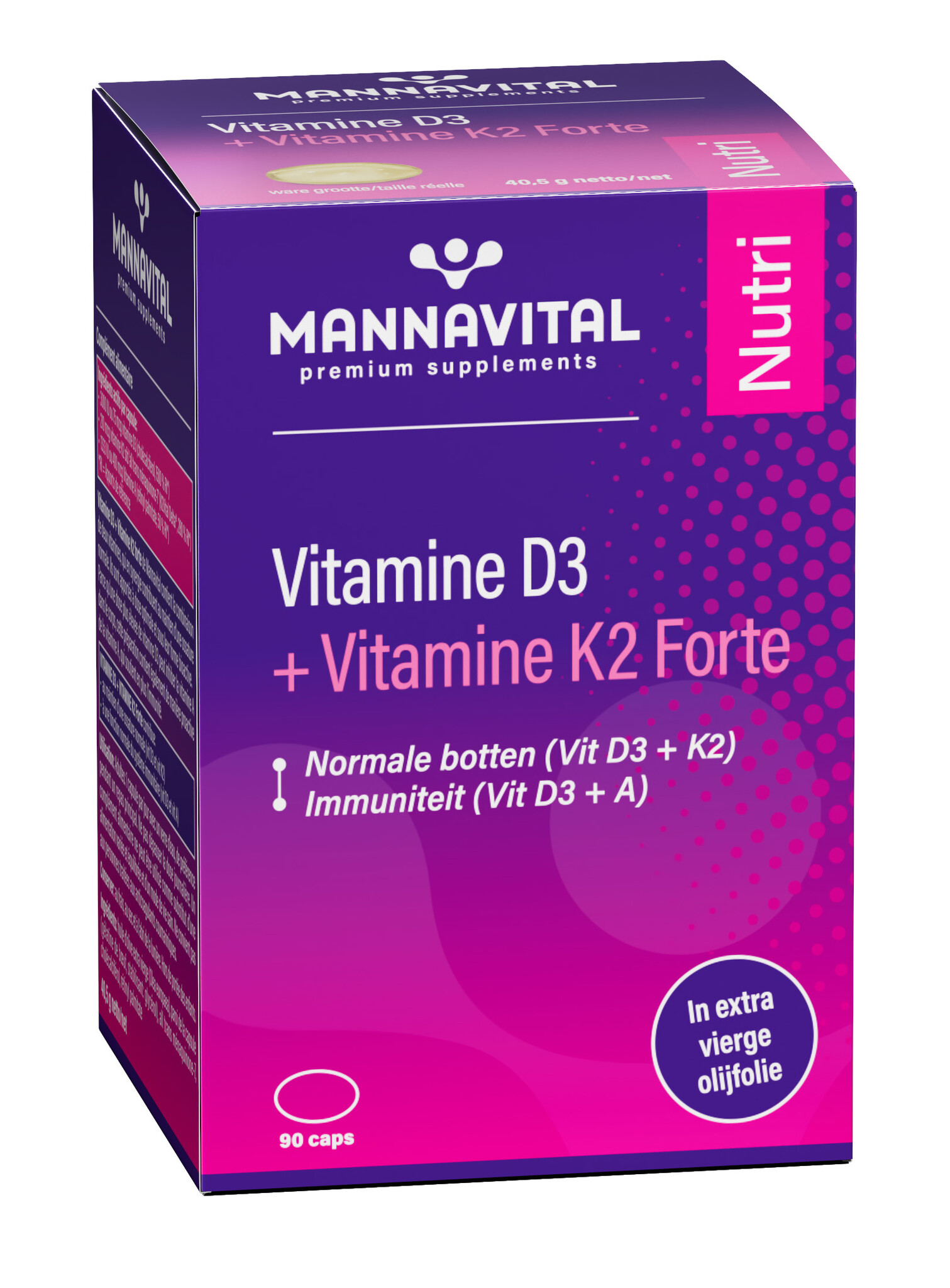 MANNAVITAL NATURAL PRODUCTS VITAMINE D3 + VITAMINE K2 FORTE (90 CAPS)