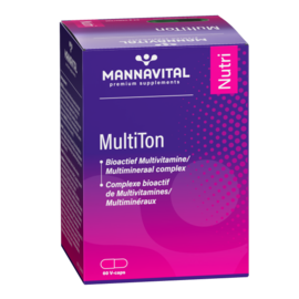 MANNAVITAL NATURAL PRODUCTS MULTITON COMPLEXE BIOACTIF DE MULTIVITAMINES & MULTIMINÉRAUX (60 V-CAPS)