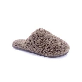 FELLHOF LAMBSKIN PANTOFFELS CURLY DONKERBRUIN (MAAT 46/47)