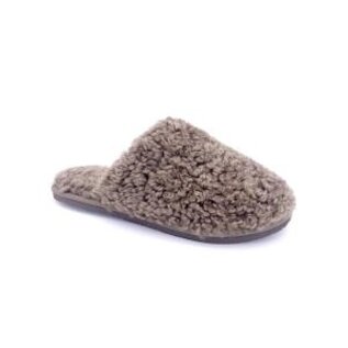 FELLHOF LAMBSKIN PANTOFFELS CURLY DONKERBRUIN (MAAT 46/47)