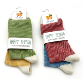 GREVEL SOCKS PAQUET DE 2 CHAUSSETTES EN ALPAGA À FINES RAYURES VERTES/JAUNES (TAILLE 39/42)