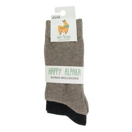 GREVEL SOCKS HAPPY ALPAKA SOKKEN DUOPACK BEIGE/ZWART (MAAT 43/46)