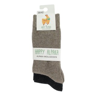 GREVEL SOCKS HAPPY ALPACA CHAUSSETTES DUOPACK BEIGE/NOIR (TAILLE 39/42)