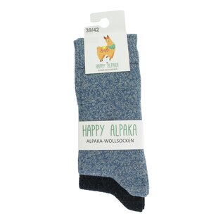 GREVEL SOCKS HAPPY ALPACA CHAUSSETTES DUOPACK JEANS/MARINE (TAILLE 39/42)