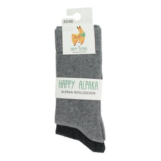 GREVEL SOCKS HAPPY ALPACA CHAUSSETTES DUOPACK GRIS/ANTHRACITE (TAILLE  43/46)