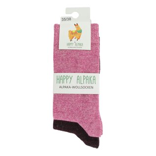GREVEL SOCKS HAPPY ALPACA CHAUSSETTES DUOPACK CORAIL/ORCHIDÉE (TAILLE 35/38)