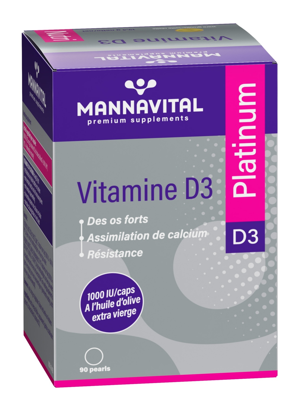 MANNAVITAL NATURAL PRODUCTS VITAMINE D3 PLATINUM (90 PEARLS)