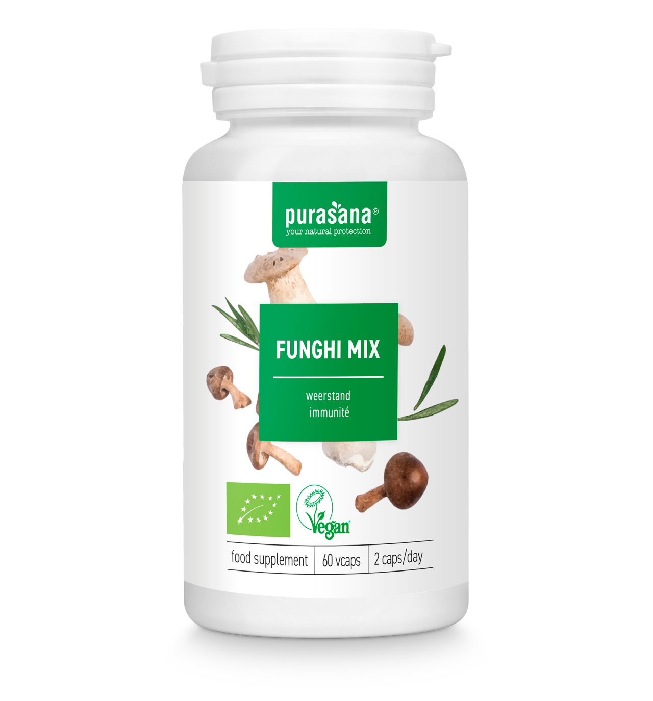 PURASANA NATURAL PROTECTION FUNGHI MIX BIO VEGAN 210 MG (60 V-CAPS)