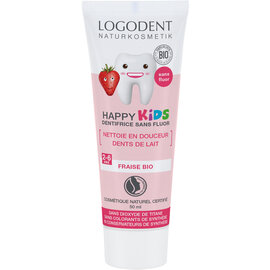 LOGONA  NATURKOSMETIK LOGODENT FRESH KIDS DENTIFRICE À LA FRAISE SANS FLUOR (50 ML)
