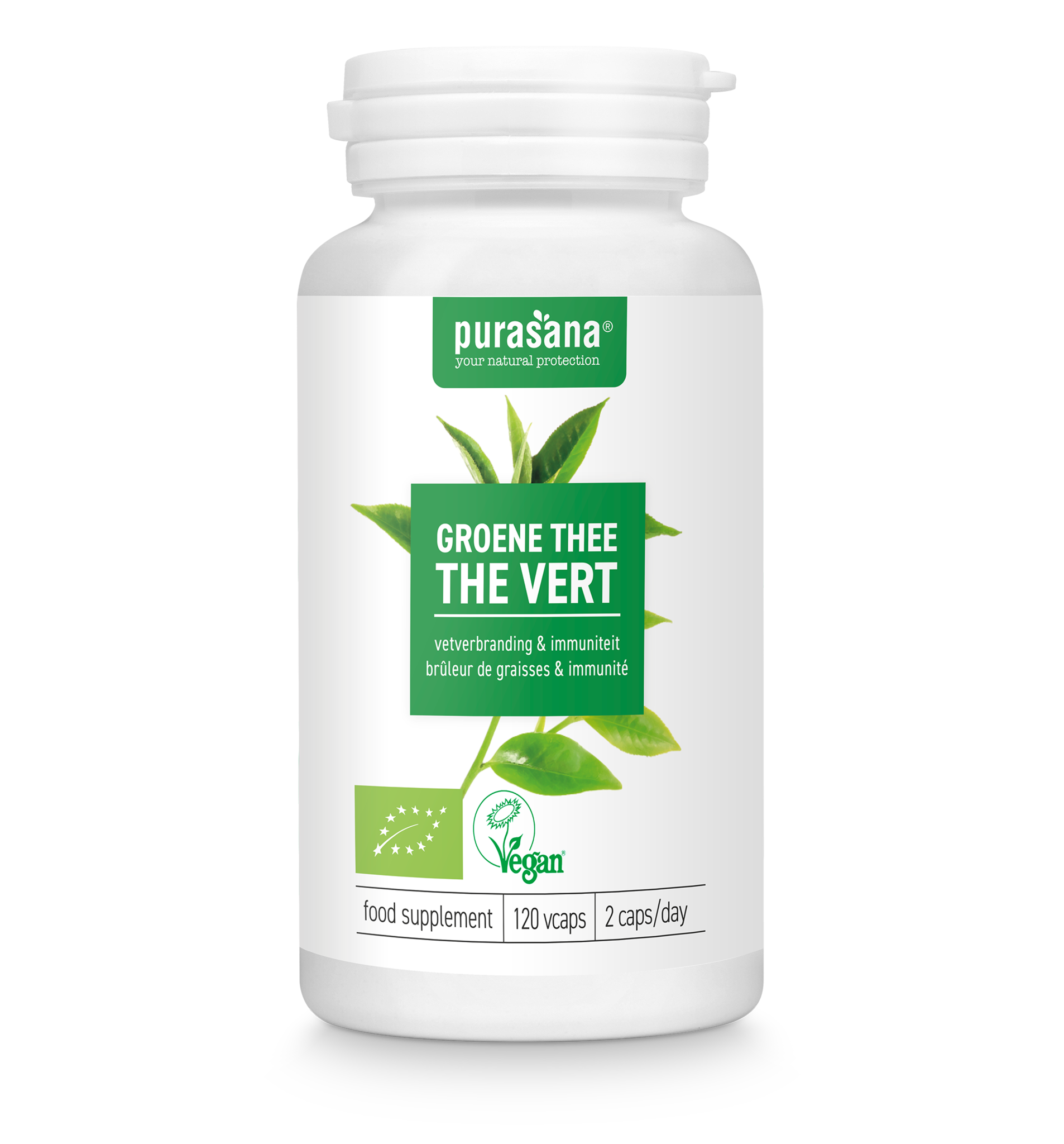 PURASANA NATURAL PROTECTION GROENE THEE BIO - CAMELLIA SINENSIS 92 MG (120 V-CAPS)