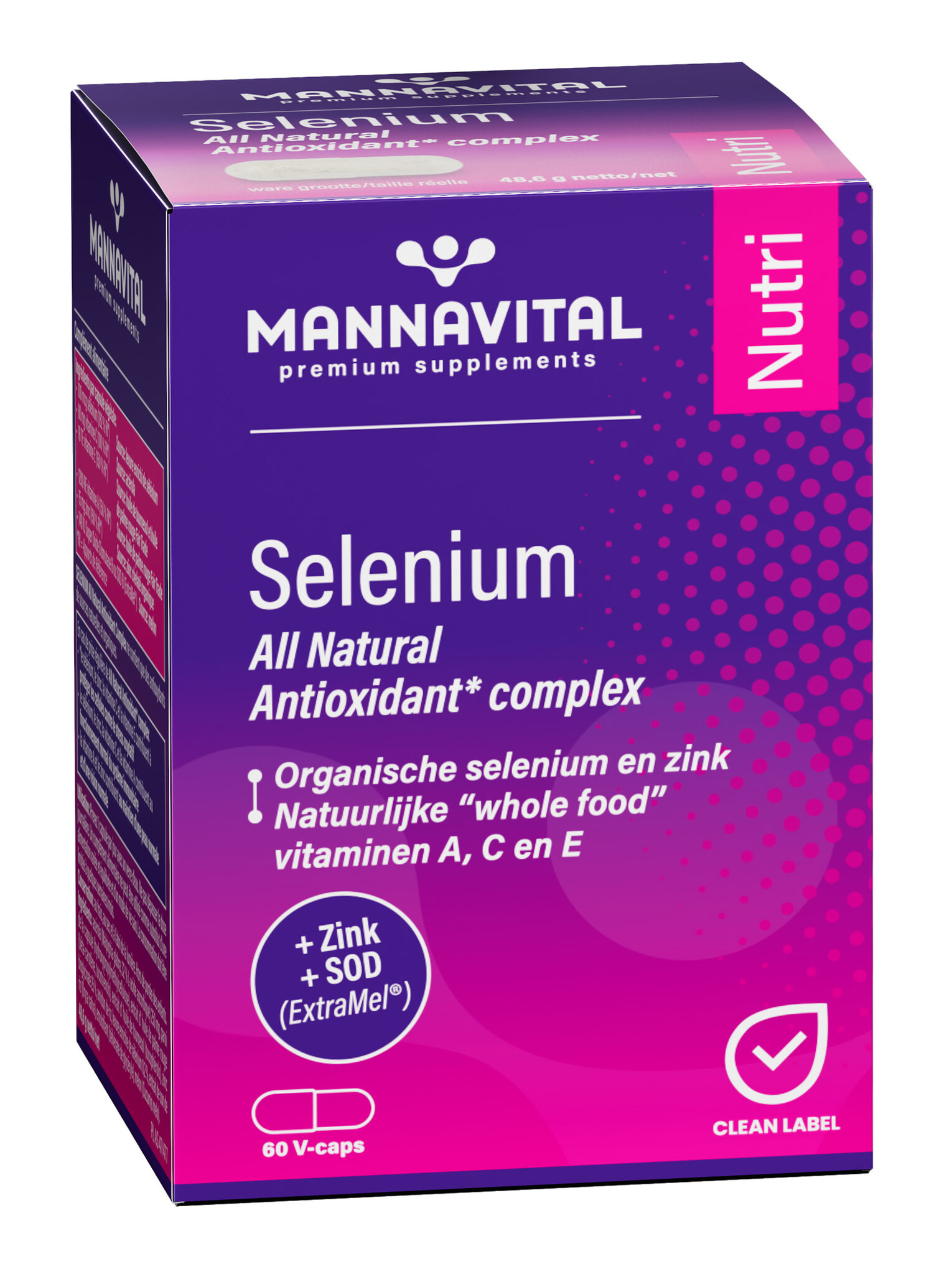 MANNAVITAL NATURAL PRODUCTS SELENIUM ALL NATURAL ANTIOXIDANT COMPLEX + ZINK & SOD (60 V-CAPS)